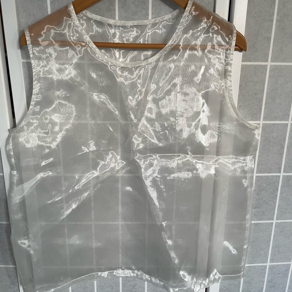 Yosi Sheer White Sleeveless Top, Size Small